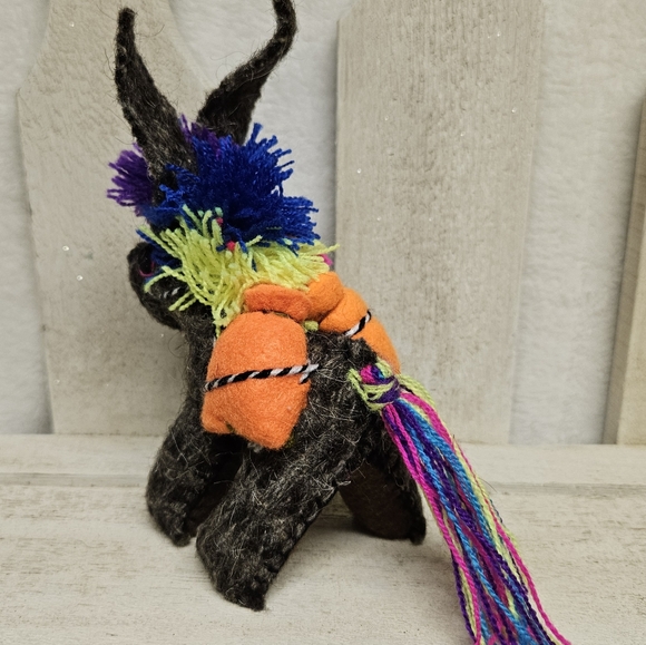 Hand Made Mexico Folk Art Donkey Fabric Cloth Multicolor Animal Hand Crafted - Picture 6 of 10